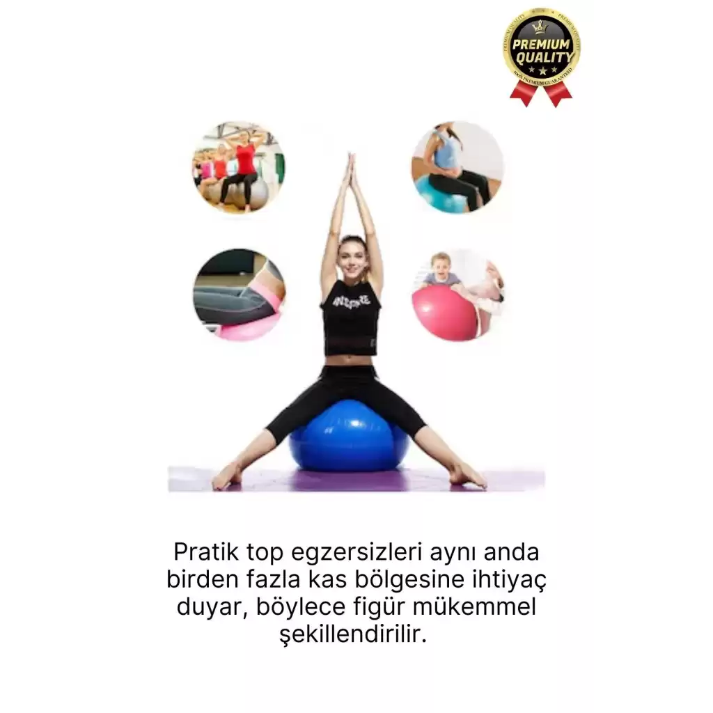 Premium Mini Gymball 20cm Jimnastik Denge Fitness Spor Şişirme Pompası Hediyeli Mavi Pilates Topu