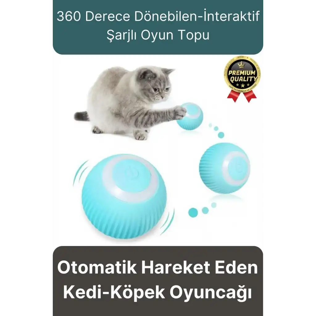 Dayanıklı 3 Modlu Otomatik Hareket Eden Interaktif 360 Derece Dönebilen Oyuncak Kedi Köpek Topu