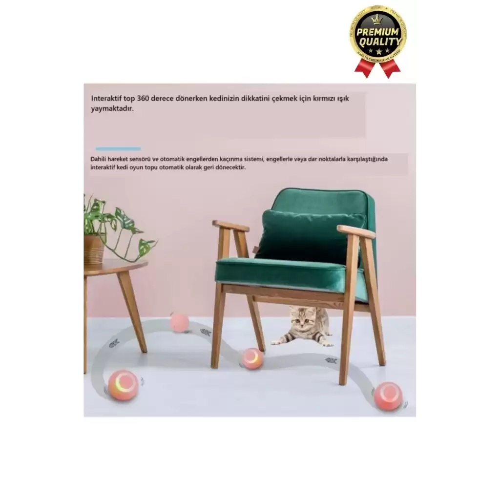 Dayanıklı 3 Modlu Otomatik Hareket Eden Interaktif 360 Derece Dönebilen Oyuncak Kedi Köpek Topu