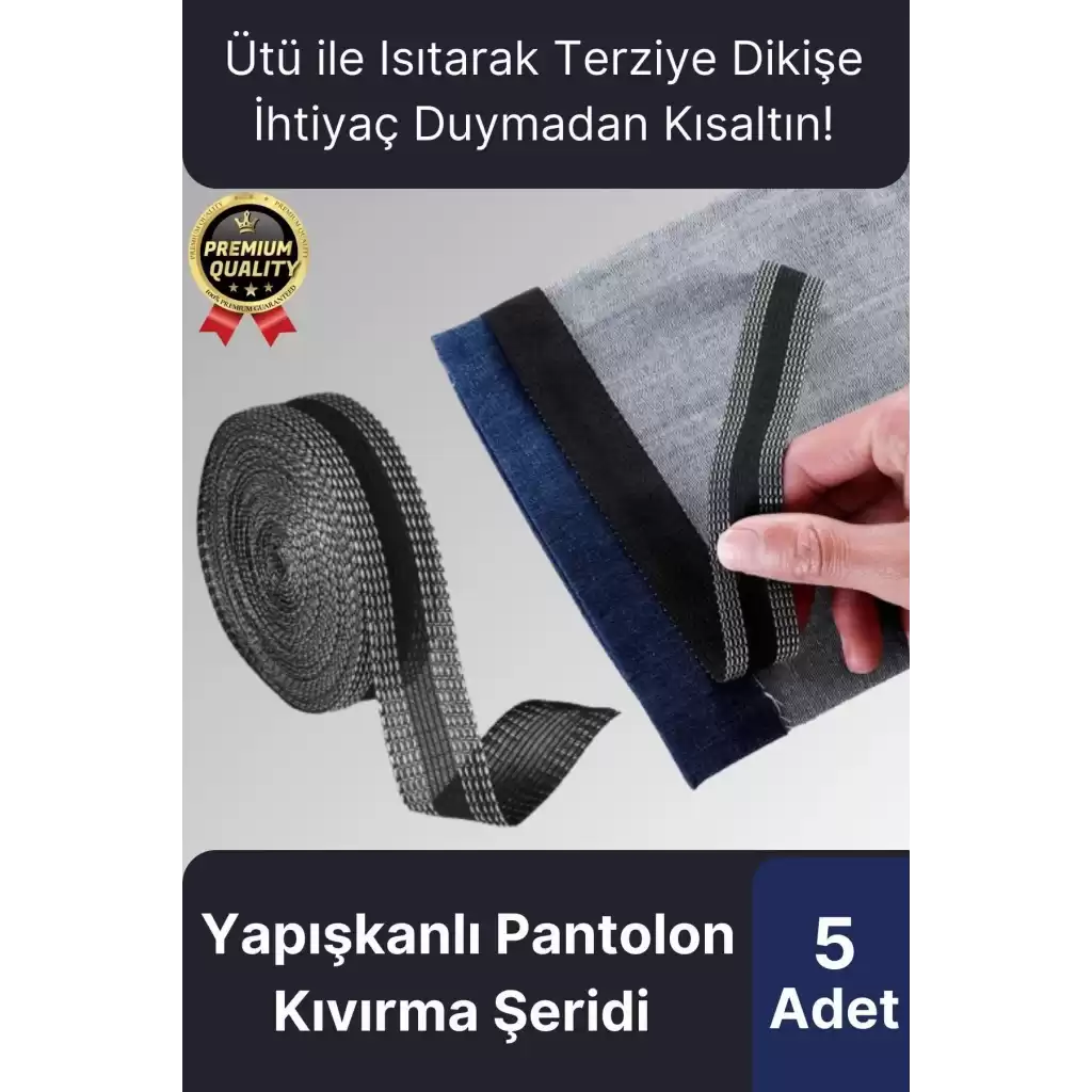 Dayanıklı Polyester Esnek Kendinden Yapışkanlı Pantolon Kumaş Kıvırma Yapıştırma Bandı Şeridi-5 Adet