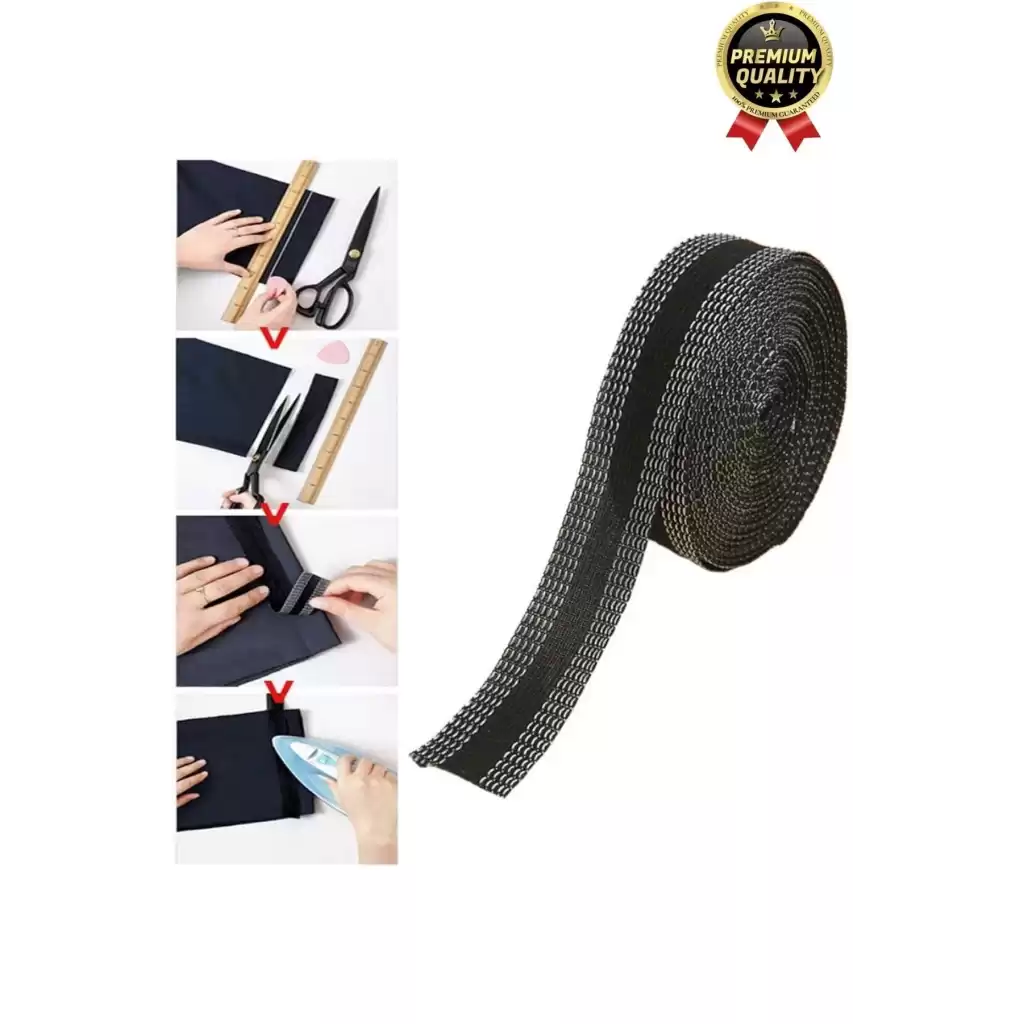 Dayanıklı Polyester Esnek Kendinden Yapışkanlı Pantolon Kumaş Kıvırma Yapıştırma Bandı Şeridi-5 Adet