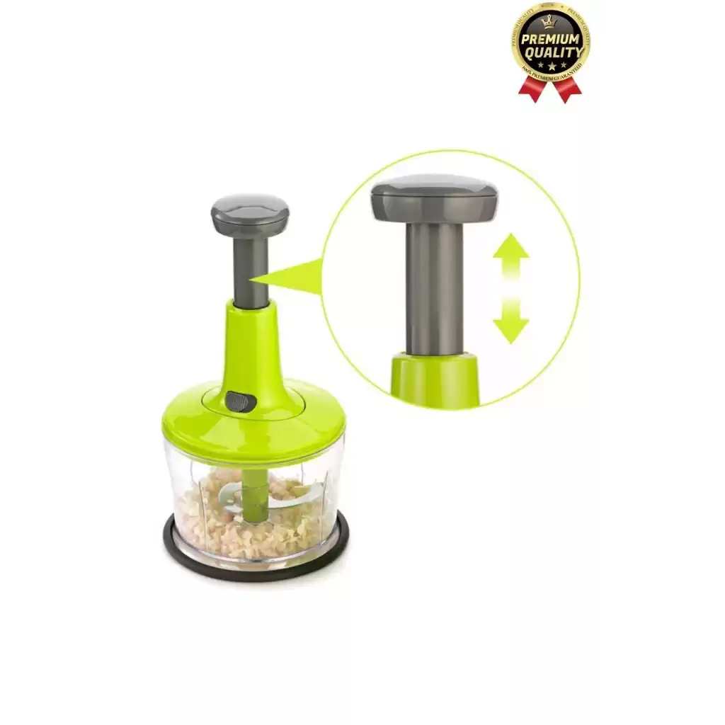 Premium Pratik Paslanmaz Çelik Sebze Meyve Soğan Doğrama Bıçaklı Üstten Basmalı El Rondosu Blender