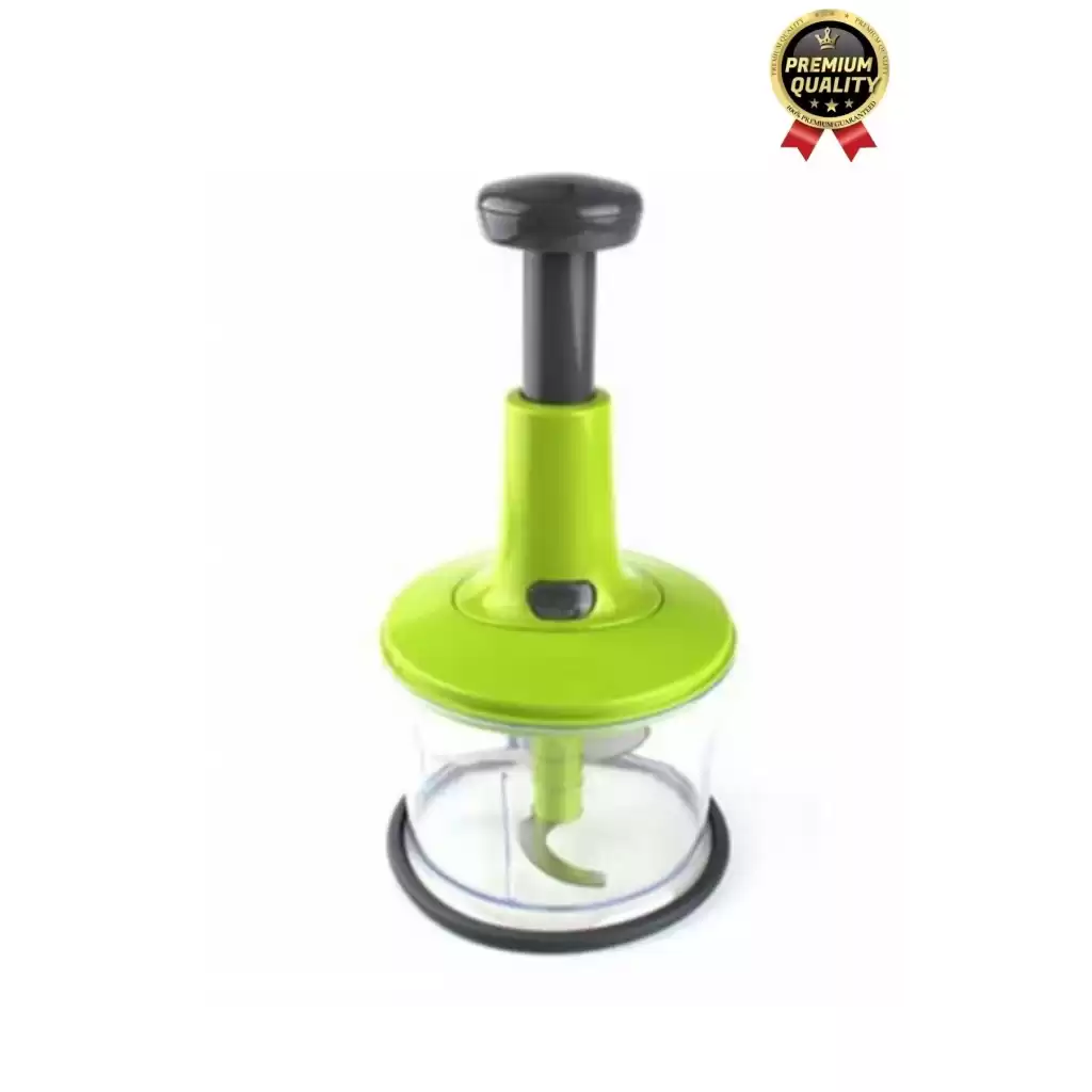 Premium Pratik Paslanmaz Çelik Sebze Meyve Soğan Doğrama Bıçaklı Üstten Basmalı El Rondosu Blender