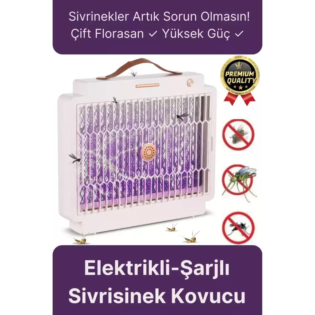 Yüksek Güç Elektrikli Uv Şarjlı Zincirli Askı Çift Taraflı Florasan Izgara Sinek Sivrisinek Öldürücü