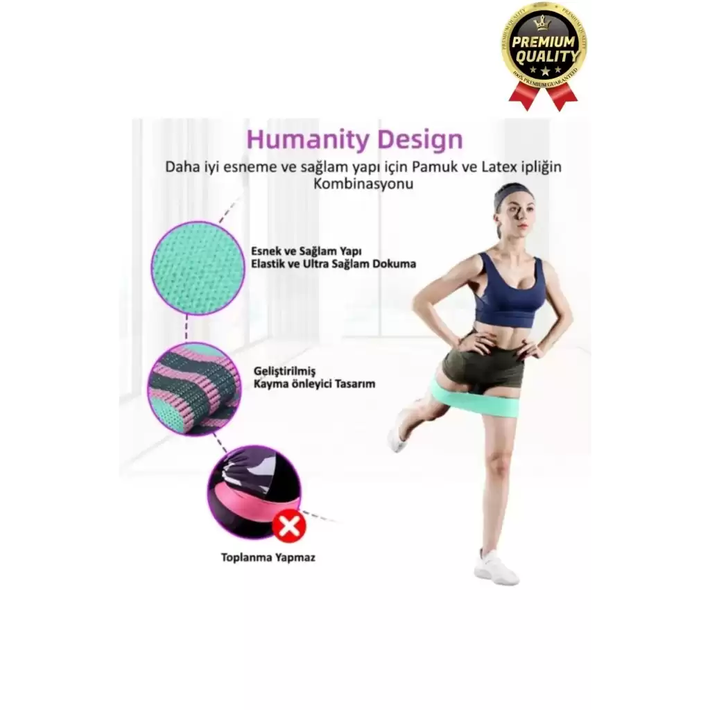 Dayanıklı Kaliteli Yumuşak Orta Sert Ebat 3lü Squat Pilates Fitness Spor Egzersiz Direnç Bandı Seti