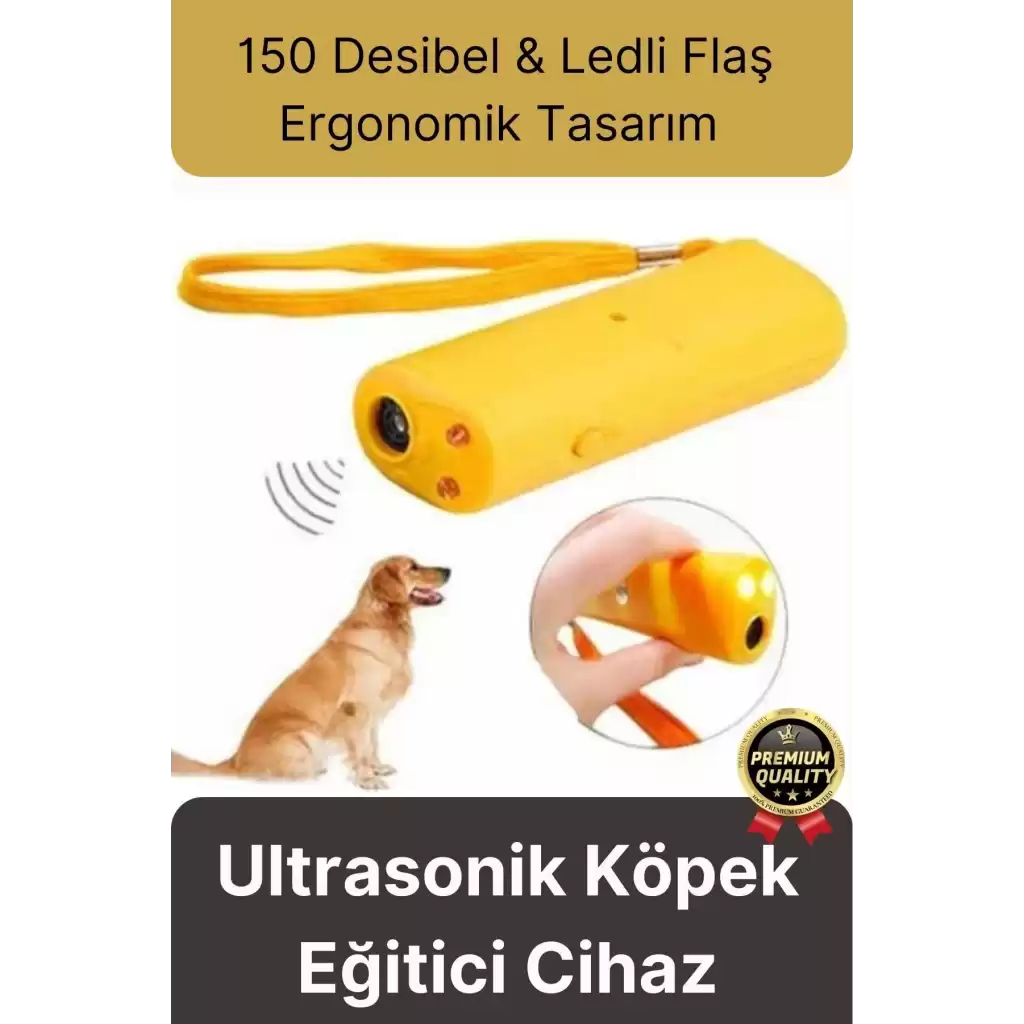 Premium Susturucu Sensör Pilli 9Volt 150 Desibel Ledli Flaş Ultrasonik Köpek Eğitici Cihaz