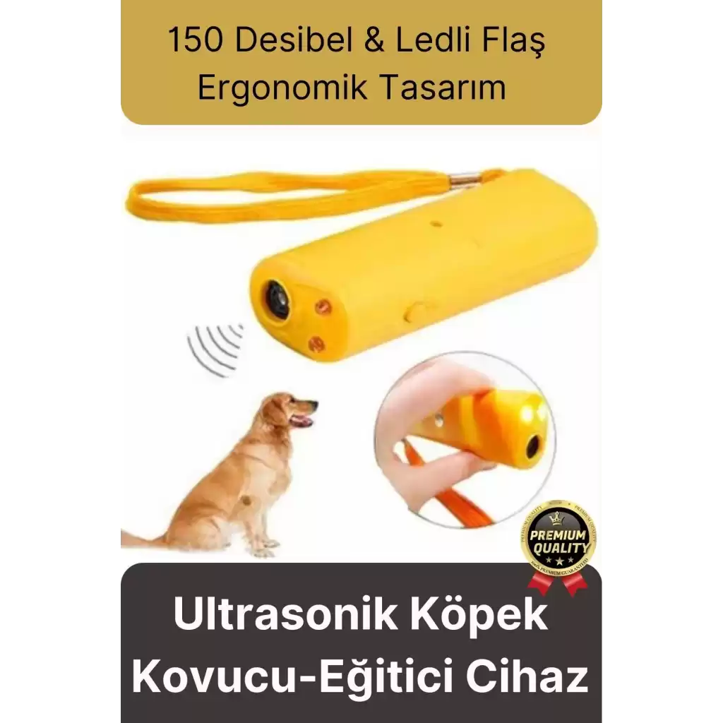 Premium Susturucu Sensör Pilli 9Volt 150 Desibel Ledli Flaş Ultrasonik Köpek Eğitici Cihaz