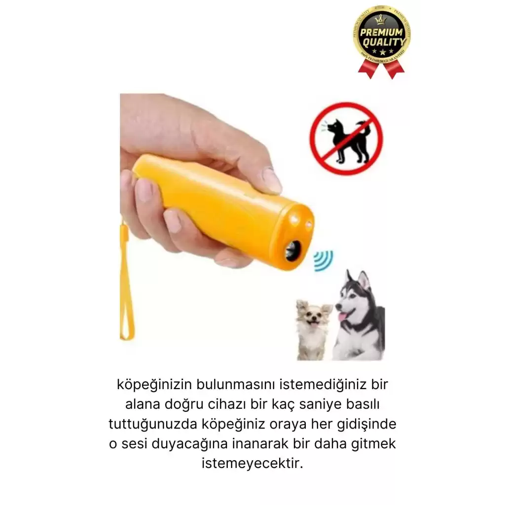 Premium Susturucu Sensör Pilli 9Volt 150 Desibel Ledli Flaş Ultrasonik Köpek Eğitici Cihaz