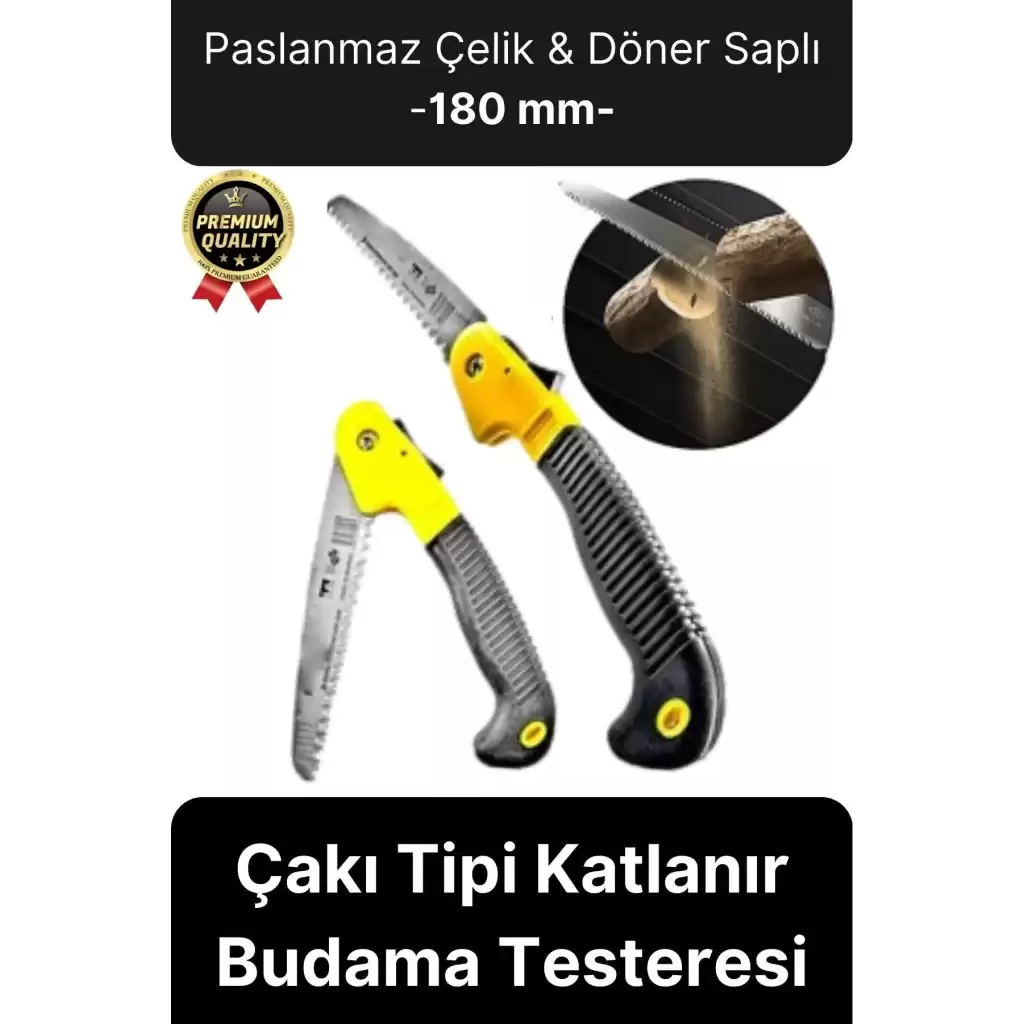 Dayanıklı Kaliteli Paslanmaz Çelik Döner Saplı Kamp Bahçe Katlanır Budama Testeresi Çakı Tipi 180 Mm