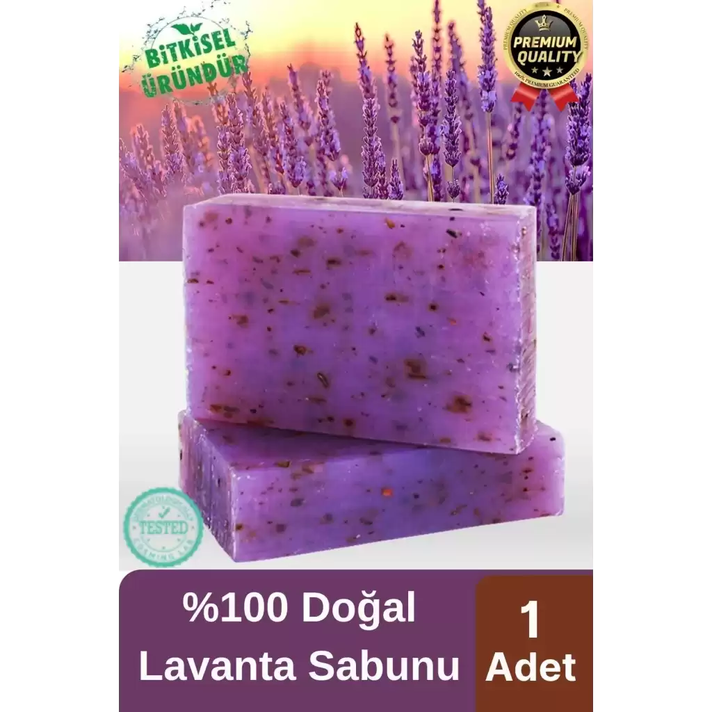 Organik Ferah Koku Cilt Bariyerini Güçlendirir Nemlendirir Parçacıklı %100 Doğal Lavanta Sabunu