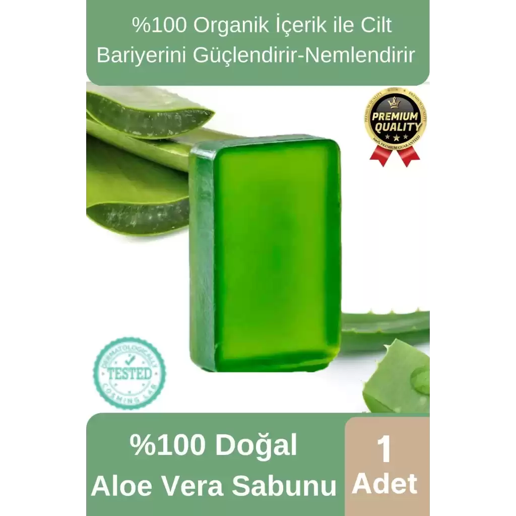Organik Ferah Koku Cilt Bariyerini Güçlendirir Nemlendirir %100 Doğal Aloe Vera Sabunu 1 Adet