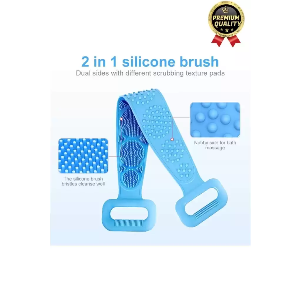Yıkanabilir Back Scrubber Masaj Etkili Silikon Çift Taraf Duş Lifi Banyo Sırt Kesesi Büyük Boy 70cm
