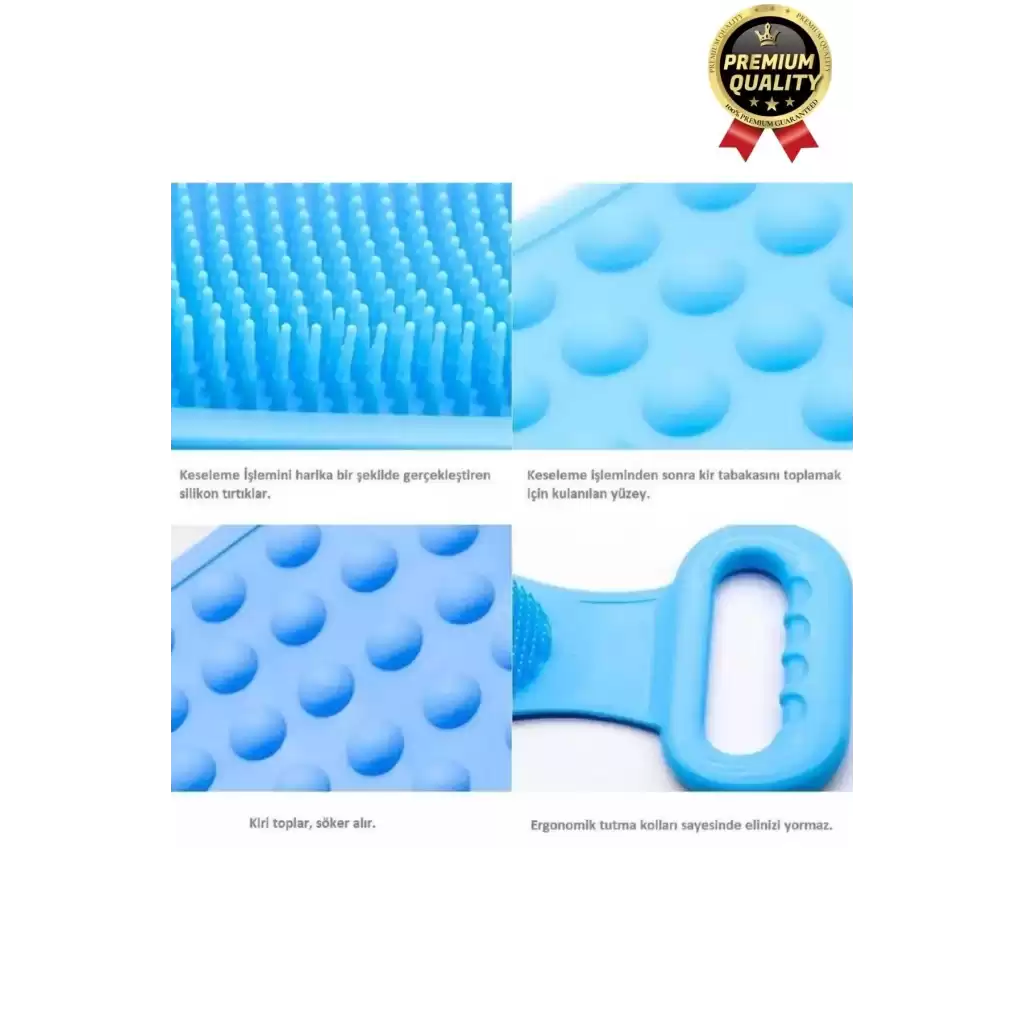 Yıkanabilir Back Scrubber Masaj Etkili Silikon Çift Taraf Duş Lifi Banyo Sırt Kesesi Büyük Boy 70cm