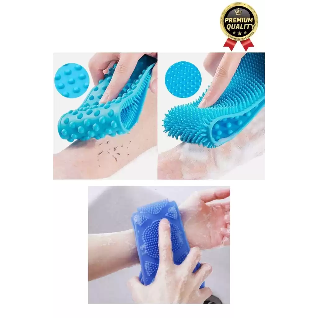 Yıkanabilir Back Scrubber Masaj Etkili Silikon Çift Taraf Duş Lifi Banyo Sırt Kesesi Büyük Boy 70cm