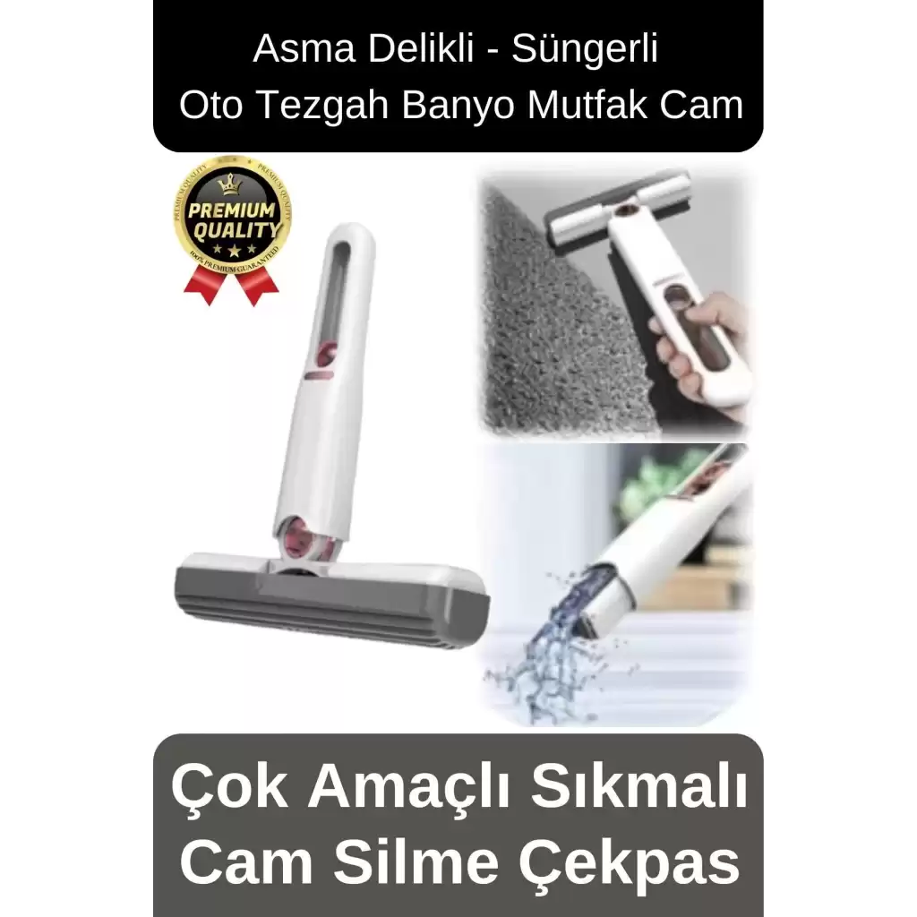 Çok Amaçlı Taşınabilir Pratik Sıkmalı Sünger Oto Tezgah Banyo Mutfak Cam Temizleme Silme Çekpas Mop