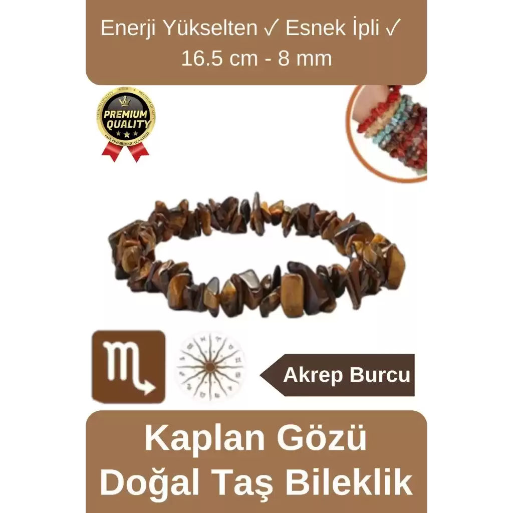 Özel Üretim Enerji Yükselten Esnek İpli Akrep Burcu Gerçek Kaplan Gözü Doğal Taş Unisex Bileklik