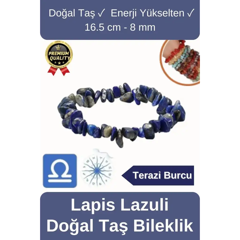 Özel Üretim Enerji Yükselten Esnek İp Terazi Burcu Gerçek Lapis Lazuli Doğal Taş Unisex Bileklik