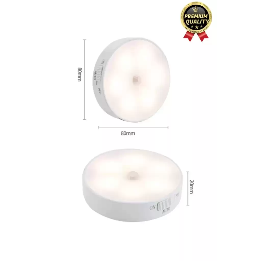 Premium Hareket Sensörlü Usb Şarj Edilebilir Mıknatıslı 3 Mod 8 Ledli Beyaz Işık Gece Lambası 1 Adet