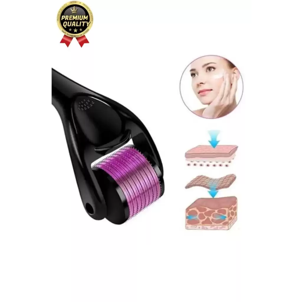 Premium Cilt Bakım ve Yüz Masaj Aleti Vücut Yenileme Titanyum Uçlu 540 İğneli Dermaroller 0,50 mm