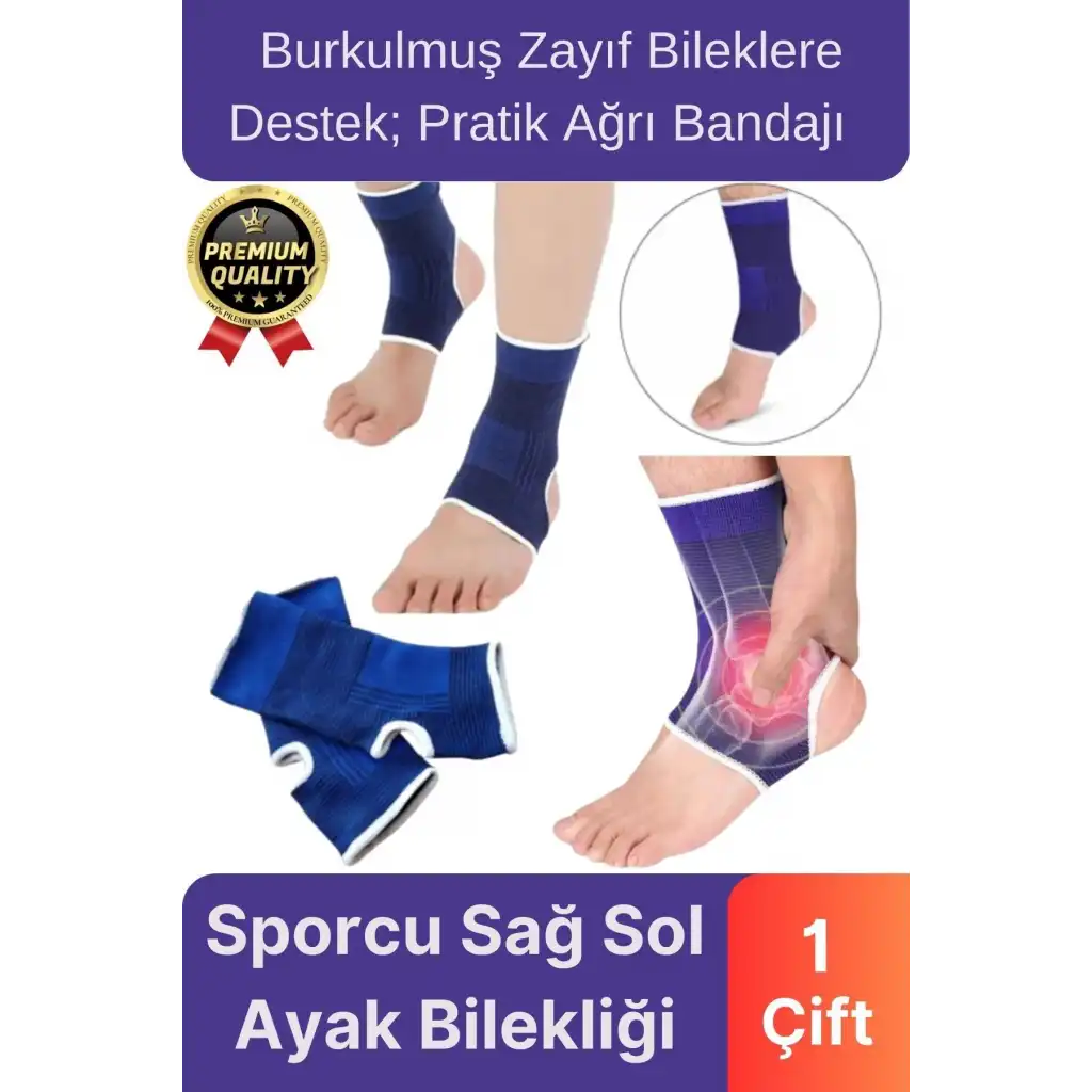 Pratik Burkulmuş Zayıf Kaslara Koruma Destek Sağlayan Ağrı Bandaj Sporcu Sağ Sol Ayak Bilekliği