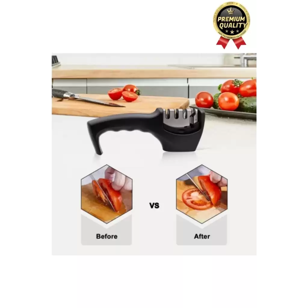 Profesyonel Ergonomik Pratik Keskin Paslanmaz Çelik Şef Mutfak 3 Kademeli Kolay Bıçak Bileme Aleti