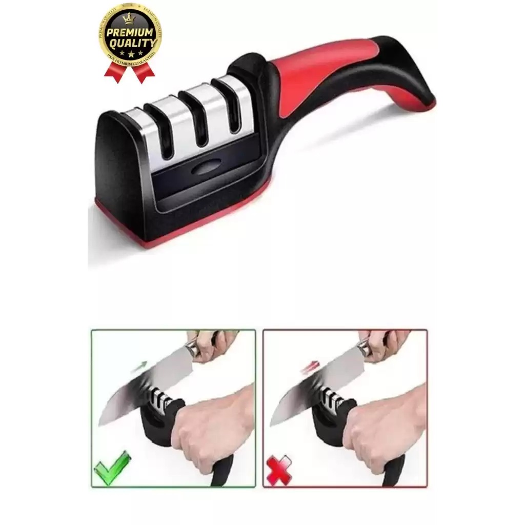 Profesyonel Ergonomik Pratik Keskin Paslanmaz Çelik Şef Mutfak 3 Kademeli Kolay Bıçak Bileme Aleti