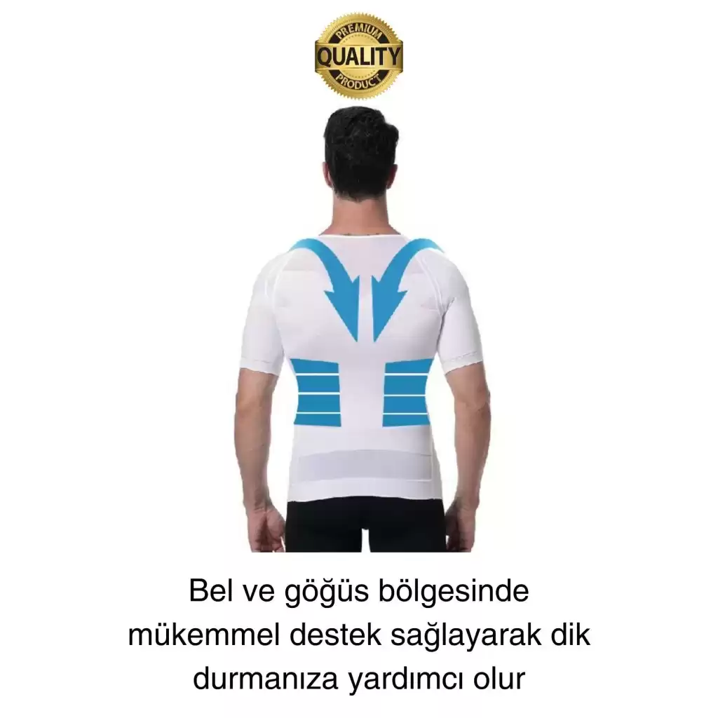 Beyaz Renk Erkek Bel Göğüs Dik Duruş Korsesi Atlet Jinekomasti Göbek Sıkılaştırıcı Toparlayıcı