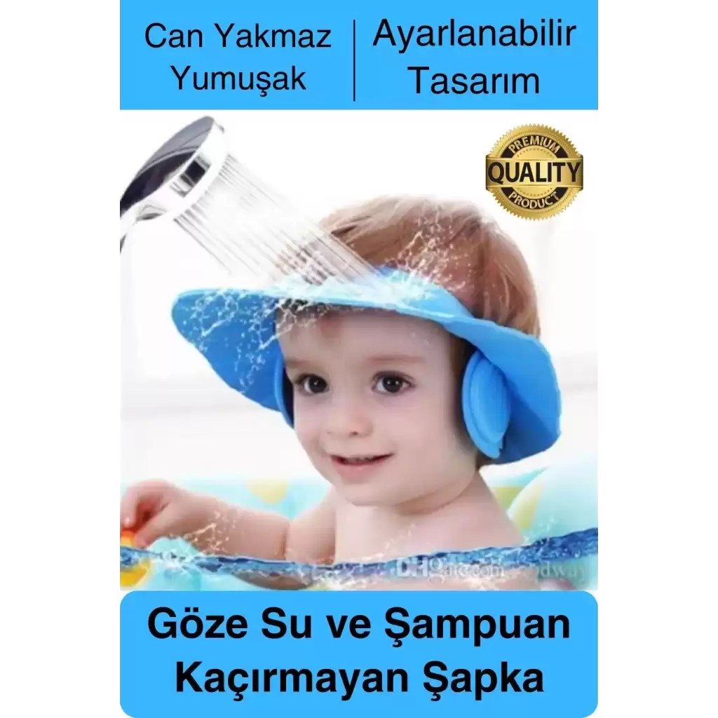 Ayarlanabilir Çocuk Bebek Duş Şapkası Göze Şampuan Su Sabun Kaçmasını Önleyen Koruyucu Banyo