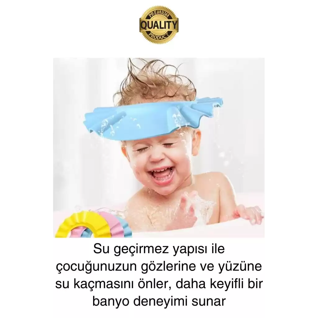 Ayarlanabilir Çocuk Bebek Duş Şapkası Göze Şampuan Su Sabun Kaçmasını Önleyen Koruyucu Banyo