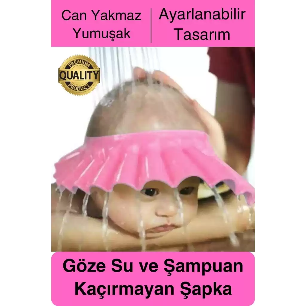 Ayarlanabilir Çocuk Bebek Duş Şapkası Göze Şampuan Su Sabun Kaçmasını Önleyen Koruyucu Banyo
