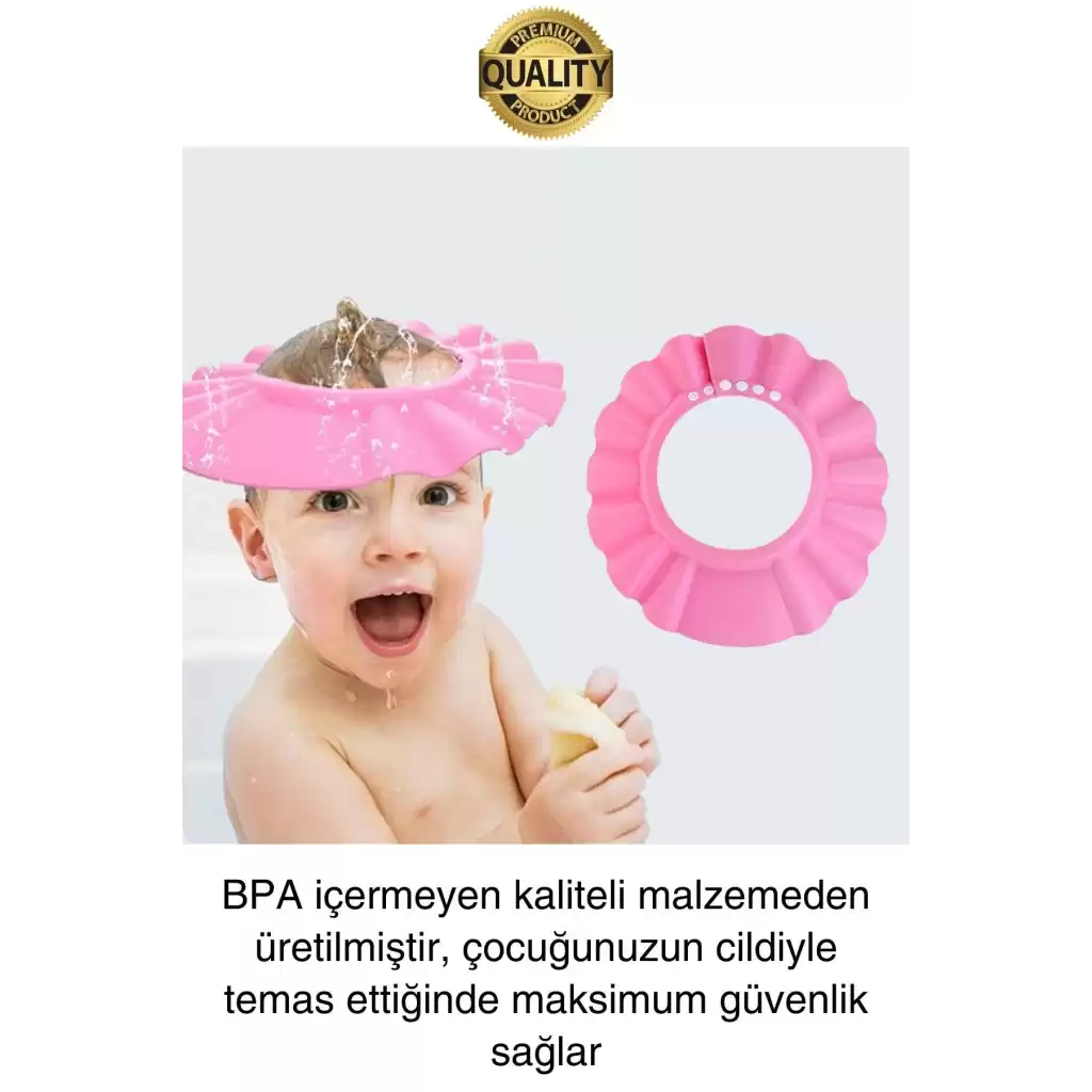 Ayarlanabilir Çocuk Bebek Duş Şapkası Göze Şampuan Su Sabun Kaçmasını Önleyen Koruyucu Banyo