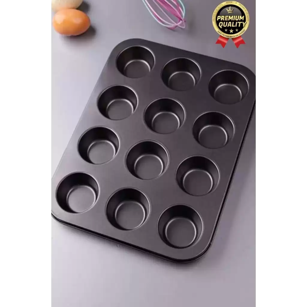 Çok Amaçlı Mutfak Yüksek Isıya Dayanıklı Yıkanabilir Yanmaz Yapışmaz 12li Kek Muffin Cupcake Kalıbı