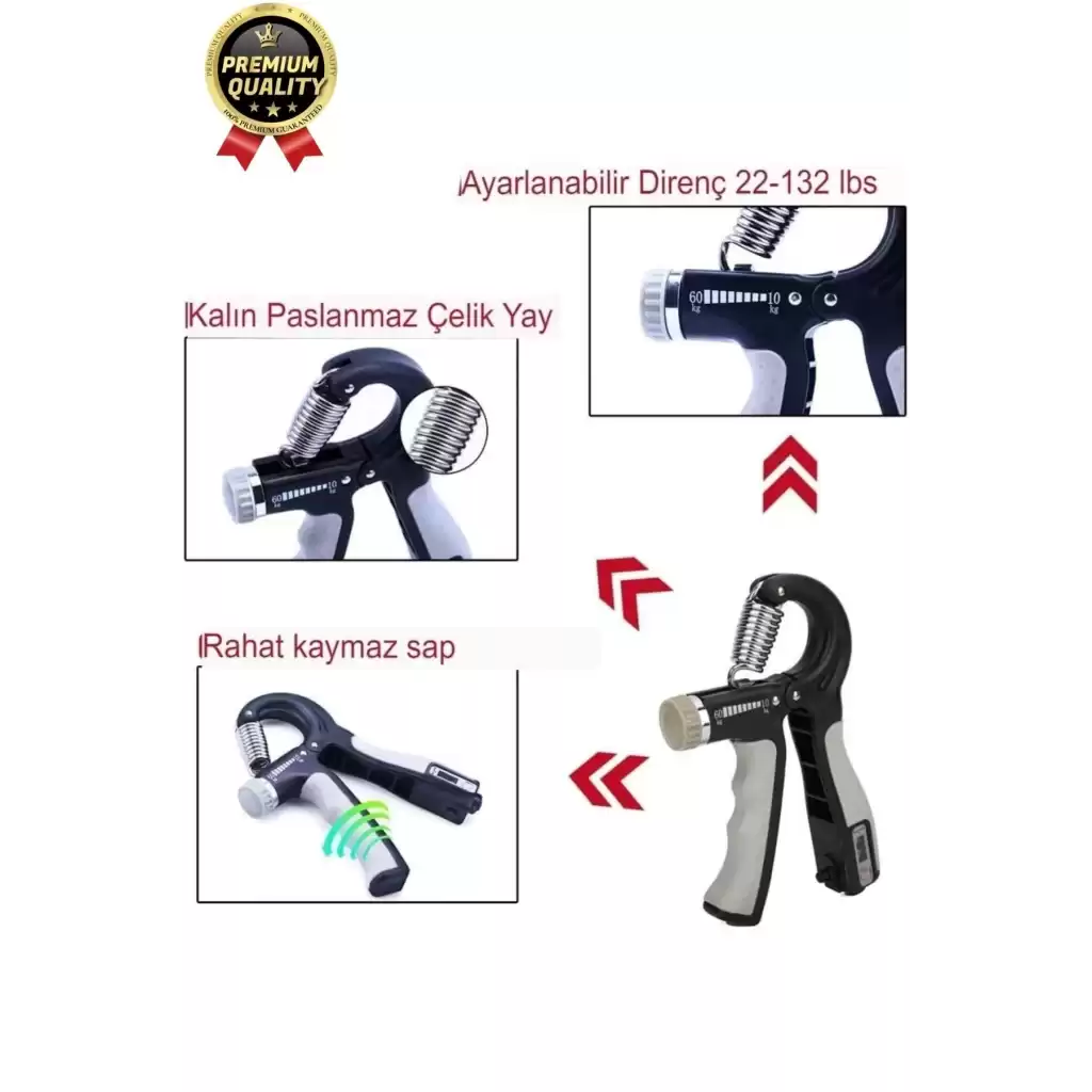 Premium Ayarlanabilir Taşınabilir Fitness Egzersiz Sayaçlı El Yayı 5-60 Kg Bilek Kası Güçlendirici