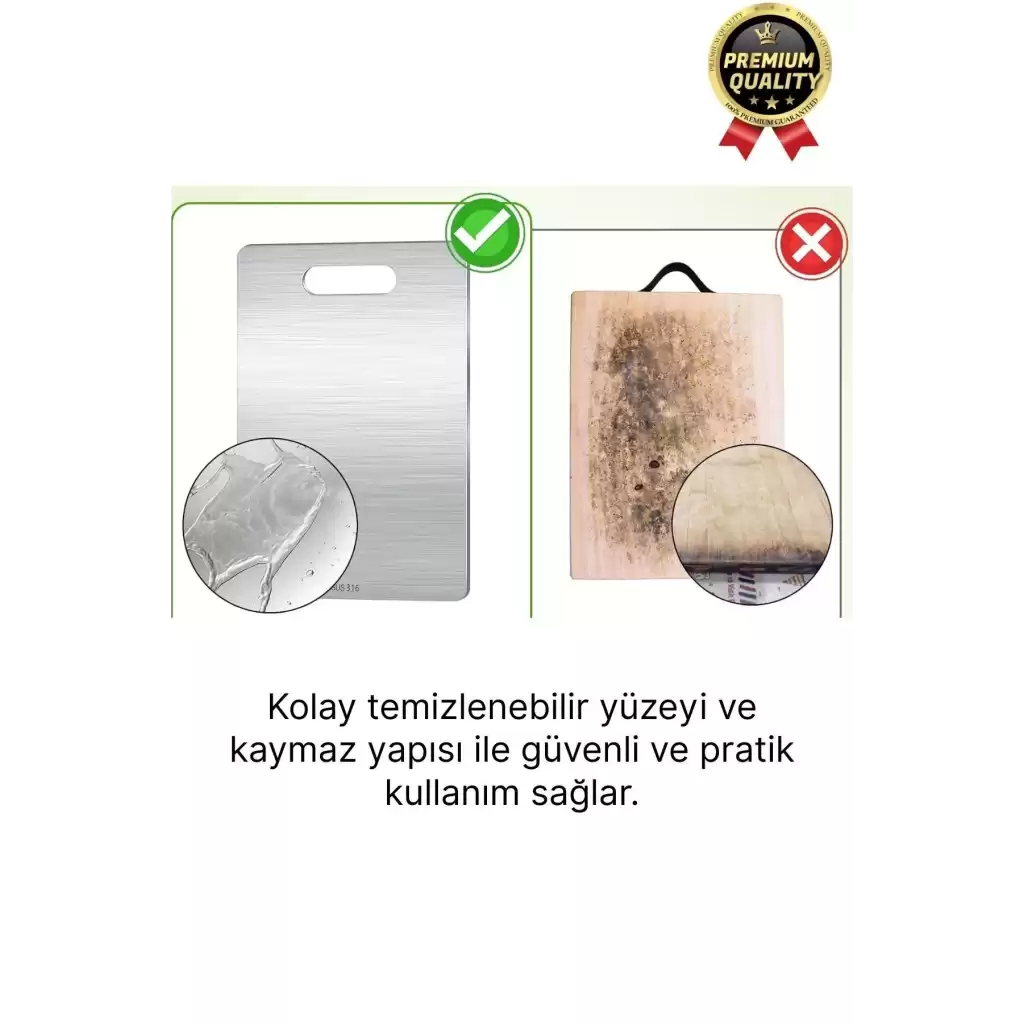 Çok Amaçlı Dayanıklı Kaymaz Yüzey Paslanmaz Çelik Mutfak Sebze Meyve Et Doğrama Lüks Kesme Tahtası