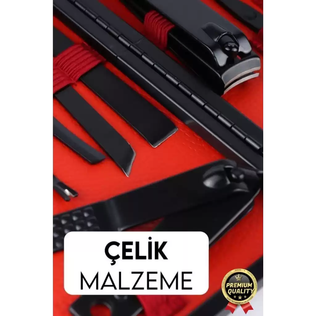 Profesyonel Lüks Paslanmaz Çok Fonksiyonlu El Ayak Tırnak Bakımı Deri Cüzdanlı Manikür Seti 15 Parça