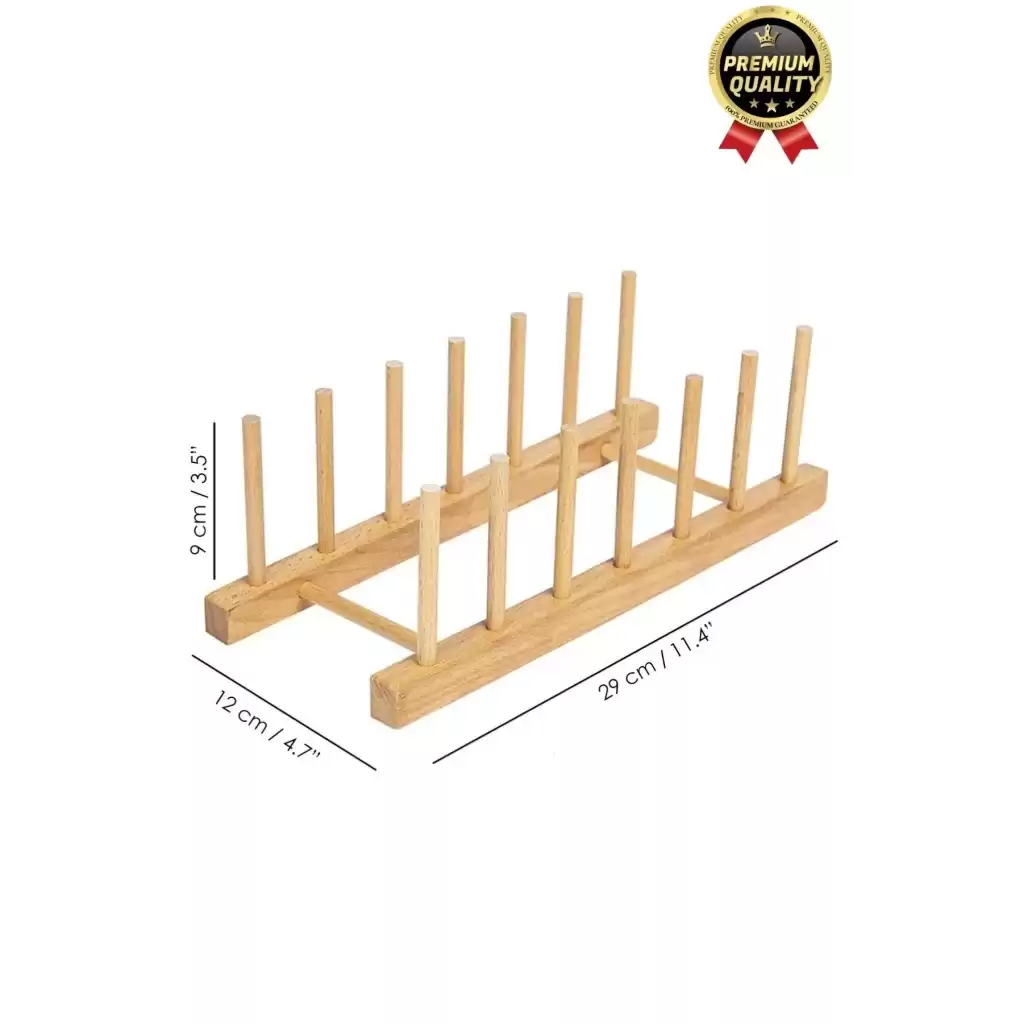 Çok Amaçlı Düzenleyici Bulaşıklık Plak Tabak Kitap Mutfak Organizer 8 Bölmeli Bambu Tabak Standı