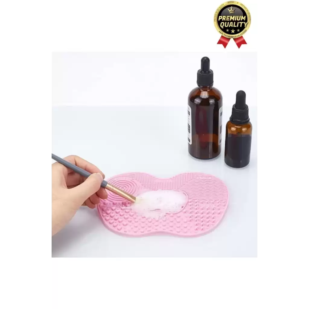 Premium Pratik Kolay Yıkanabilir Kurutulabilir Silikon Makyaj Fırçası Süngeri Temizleme Matı Aparatı