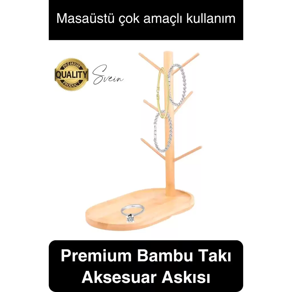 Büyük Geniş Bambu Aksesuar Takı Standı Askılığı Ahşap Anahtar Bardak Kupa Mutfak Raf Organizer