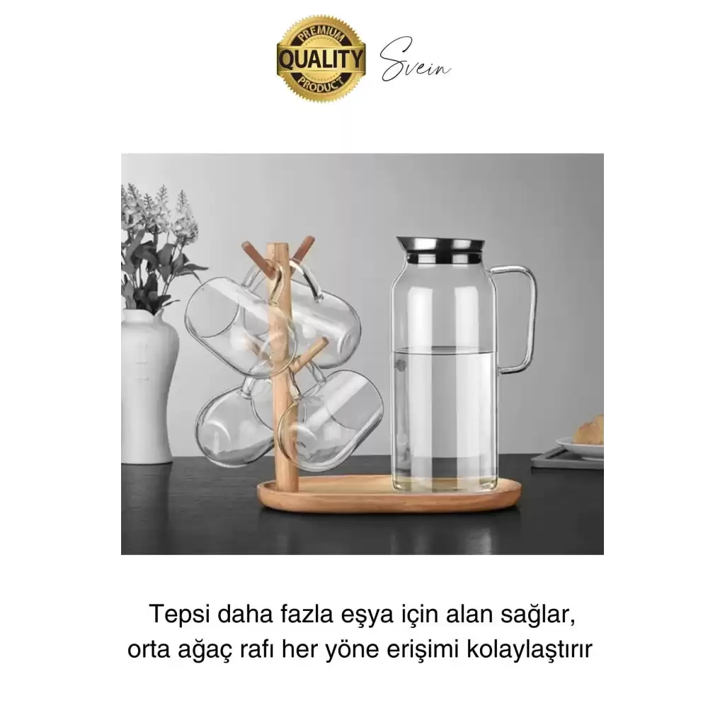 Büyük Geniş Bambu Aksesuar Takı Standı Askılığı Ahşap Anahtar Bardak Kupa Mutfak Raf Organizer