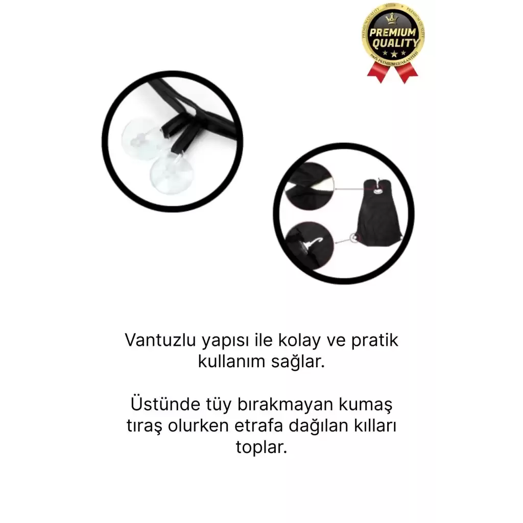 Pratik Hijyenik Vakumlu Aynaya Yapıştırma Aparatlı Beyaz Kesme Örtüsü Evde Saç Sakal Tıraş Önlüğü