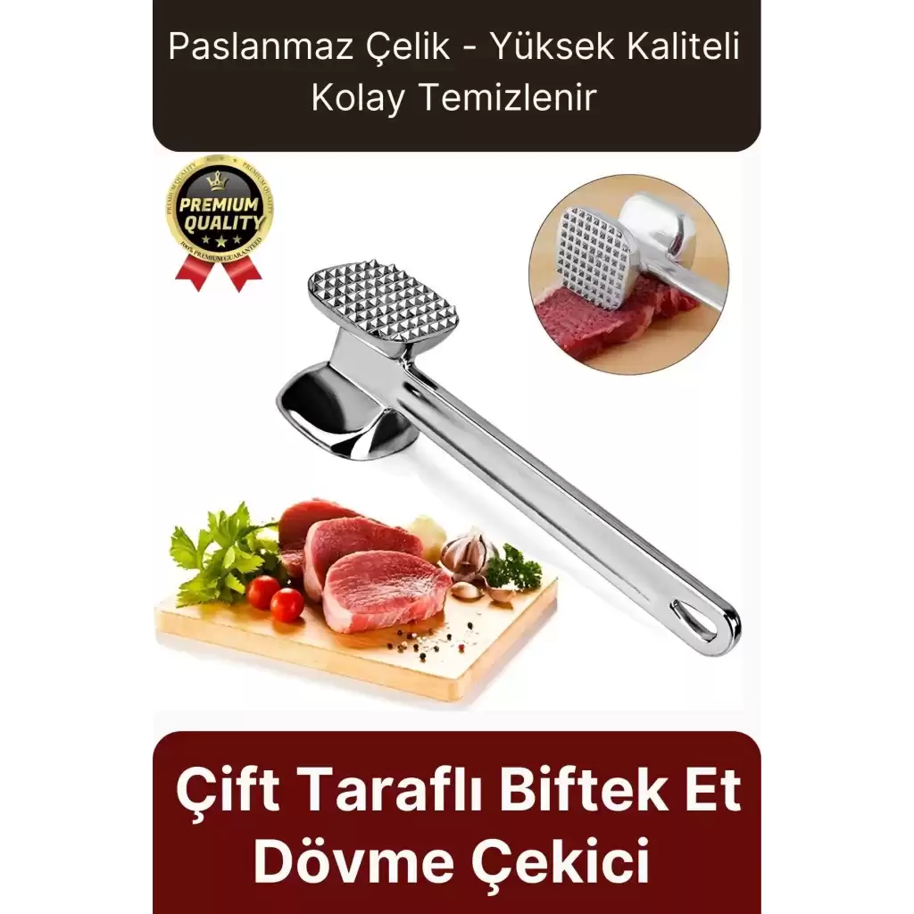 Premium Yüksek Kaliteli Uzun Ömürlü Paslanmaz Çelik Çift Taraflı Biftek Et Dövme Çekici Yumuşatıcı