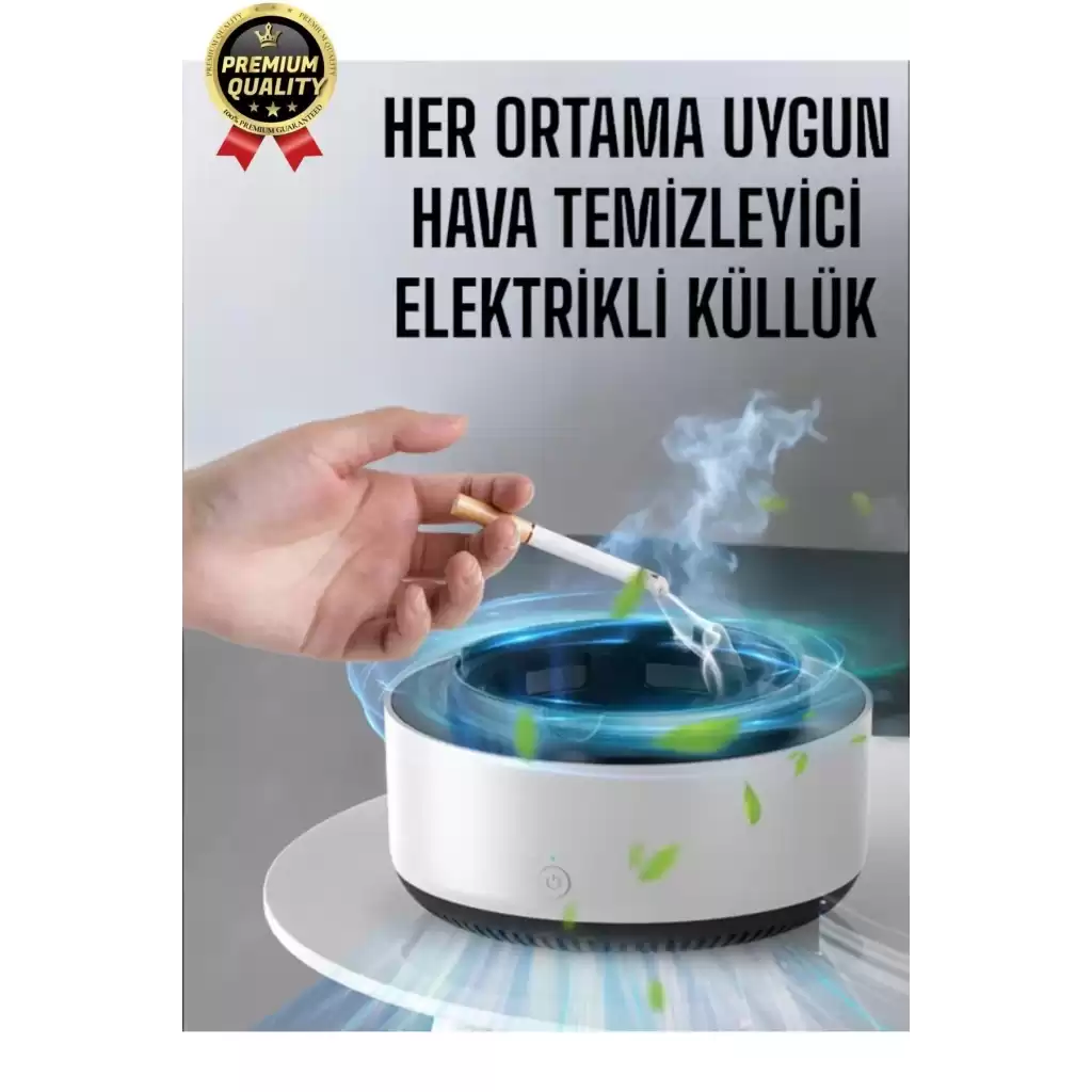 Premium Pratik Dekoratif Pilli Yıkanır Kötü Koku Engelleyen Dumanı İçine Çeken Akıllı Kül Tablası