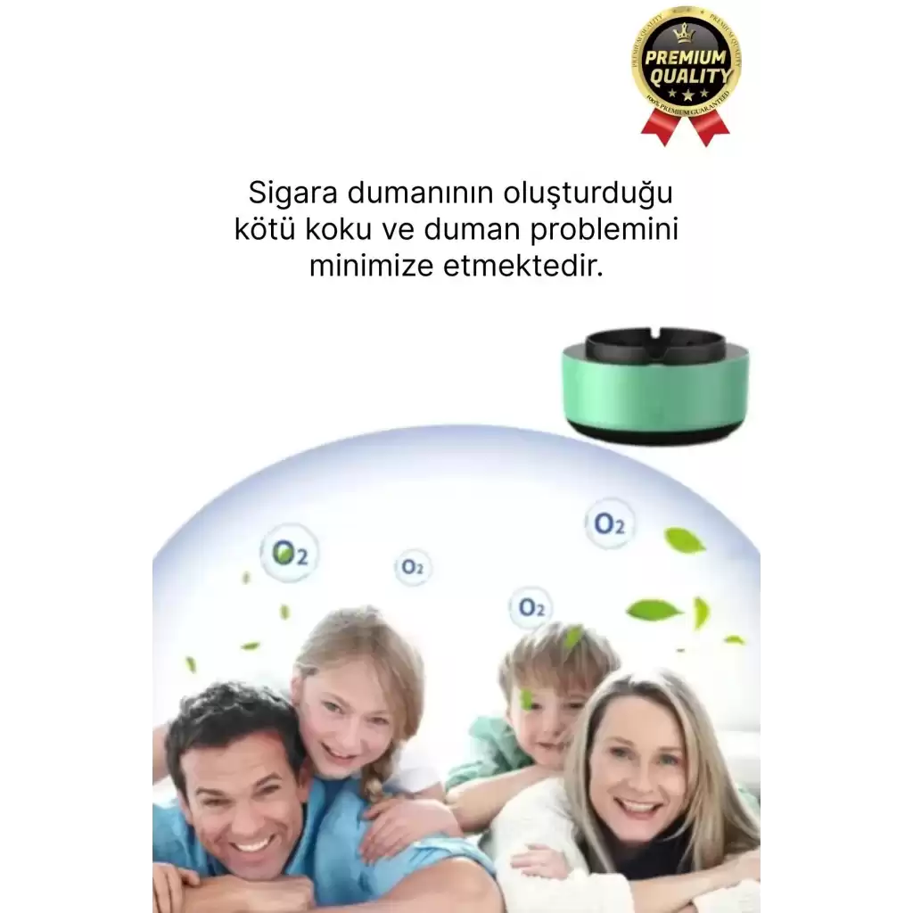 Premium Pratik Dekoratif Pilli Yıkanır Kötü Koku Engelleyen Dumanı İçine Çeken Akıllı Kül Tablası