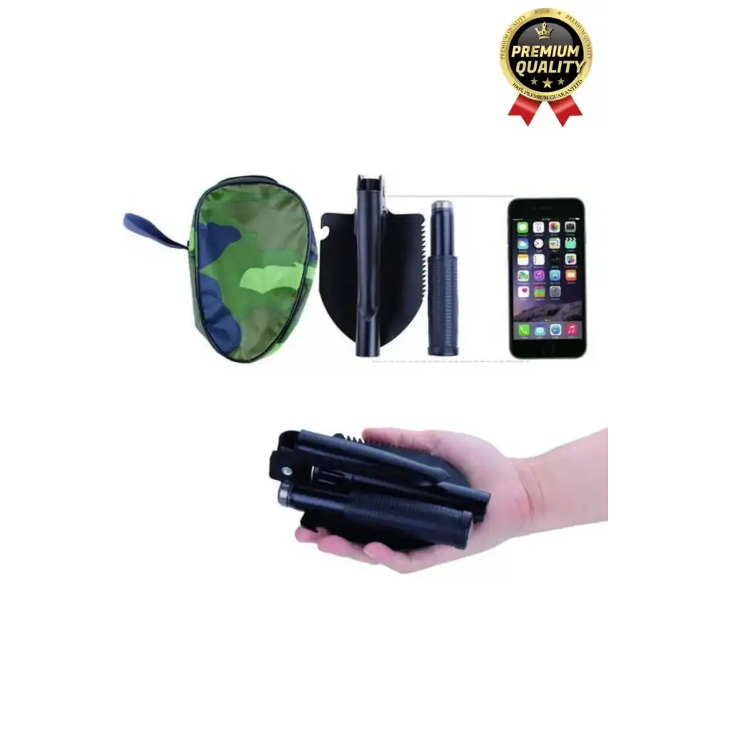 Çok Fonksiyonlu Portatif Katlanır Cepte Taşıma Çantalı Pusulalı Askeri Kamp Deprem Kazma Kürek Seti