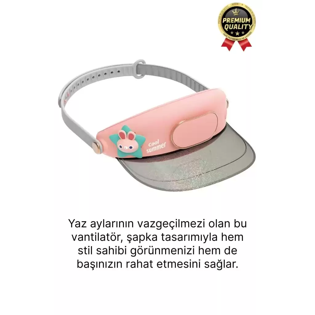 Premium 3 Kademe Ayarlanabilir Usb Şarjlı Sıcak Güneş Yaz Soğutucu Fan Özellikli Şapkalı Vantilatör
