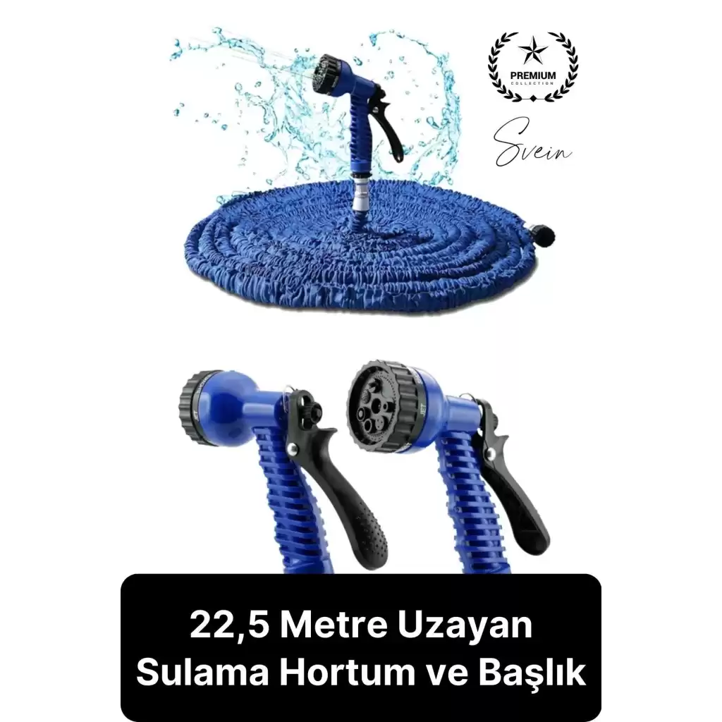 7 Kademeli Tabancalı Uzayabilen Esnek 22.5 Metre Sihirli Bahçe Sulama Başlık Araç Yıkama Hortumu
