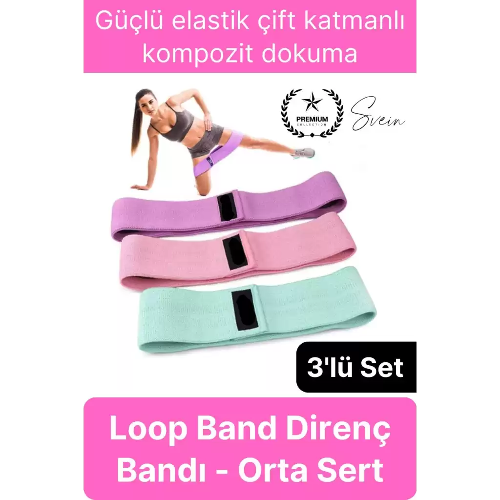 Premium Loop Band Direnç Bandı Orta Sert Spor Egzersiz Aerobik Pilates Squat Lastiği Fitness Yoga