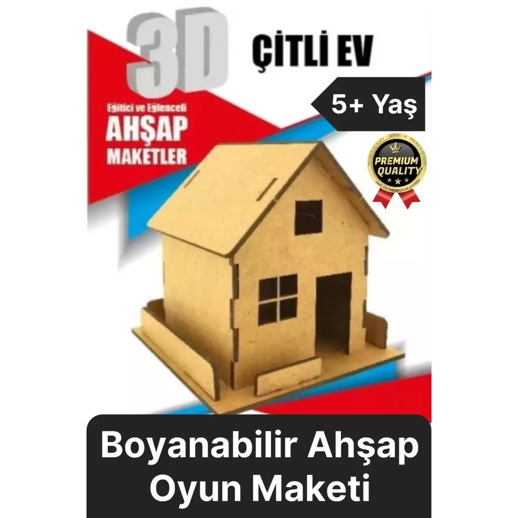 Premium Çocuk Eğitici Öğretici Zeka Geliştirici Boyanabilir 3 Boyutlu Demonte Ahşap Oyun Maketi