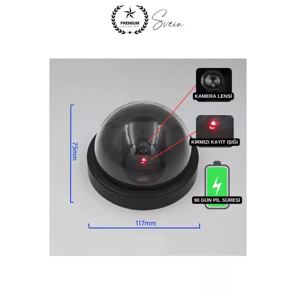 1 Ad. Caydırıcı Dome Güvenlik Kamerası Led Işıklı Hırsız Kovalayan Sensörlü Apartman Yazlık Maket Ev