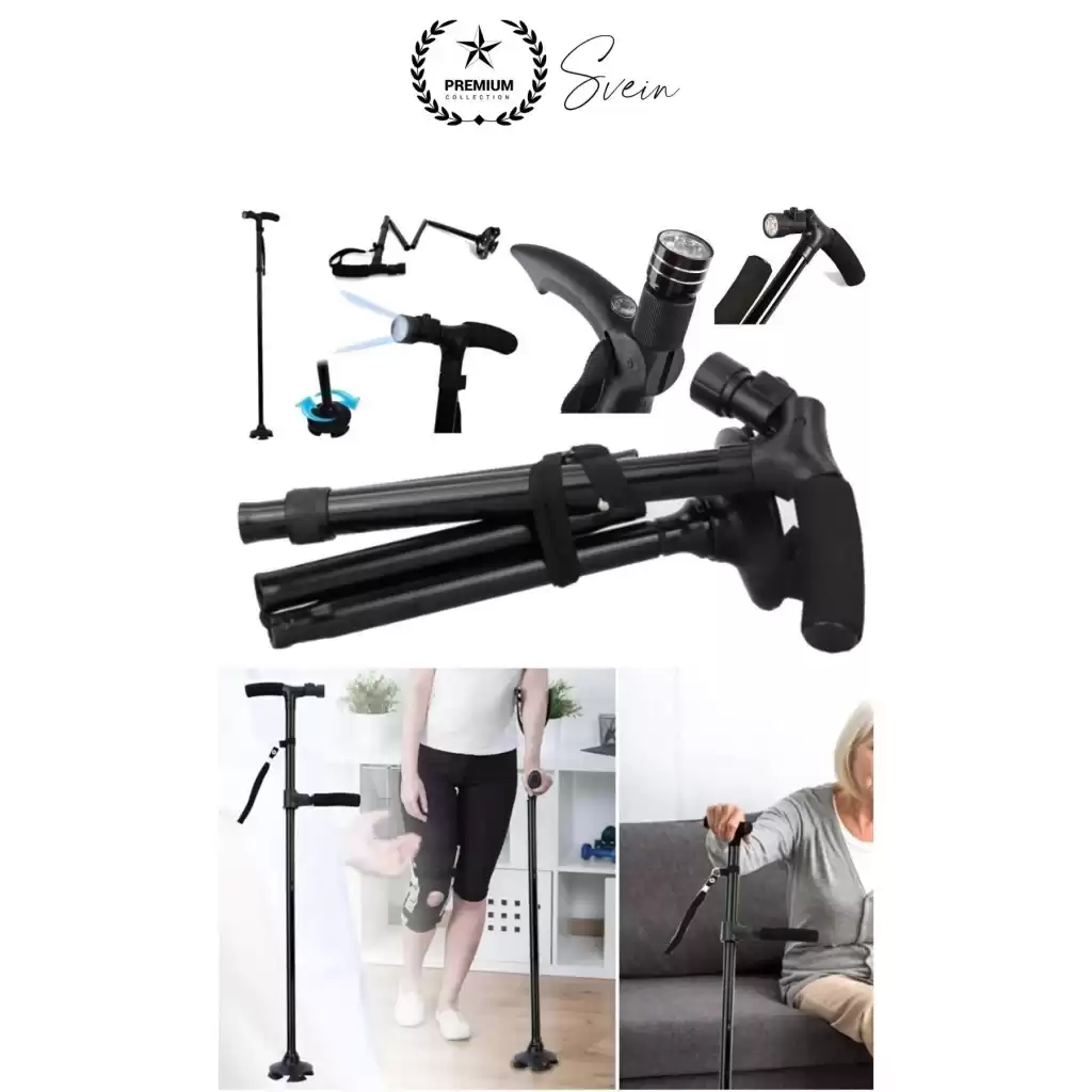 Premium Kalite Katlanabilir Led Işıklı Baston Yürüyüş Fenerli Ayaklı Kolay Açılıp Kapanan Kaymaz
